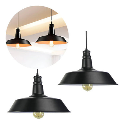 Lampara Colgante Techo Metalica Negra Estilo Vintage Retro Negro