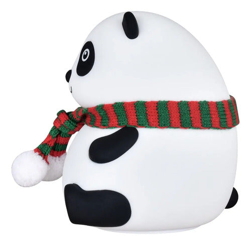 Lampara Veladora De Mesa Recargable Oso Panda Con Bufanda Blanco