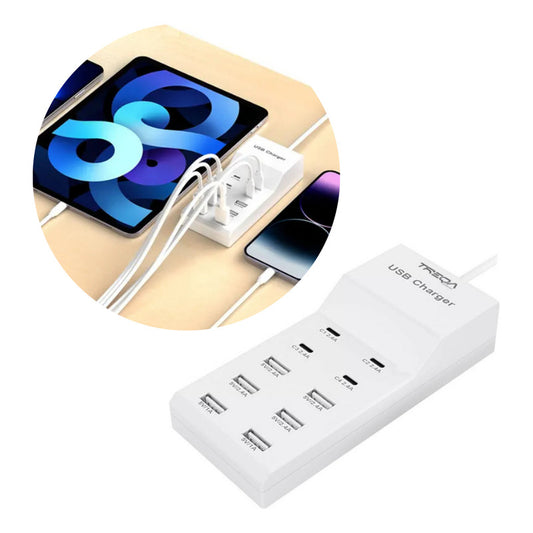 Cargador Usb Y Tipo C 10 Puertos Con Carga Rapida Zapatilla