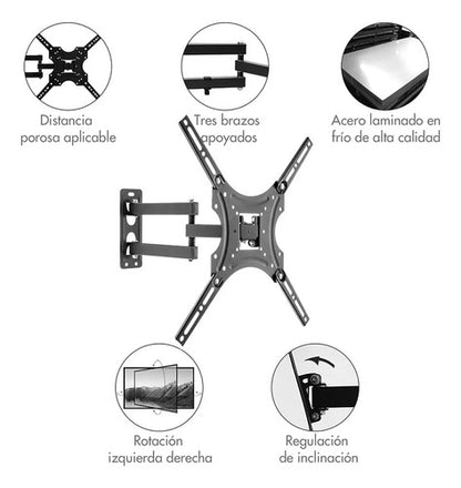 Soporte Movil Televisor Brazo Articulado Hierro Fuerte 32-55