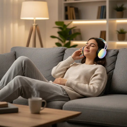 Auriculares Bluetooth Vincha Ergonómica Led Rgb Usb Tf Fm Aleatorio - 2 Colores
