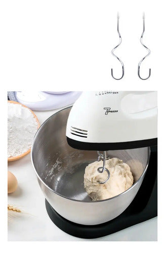 Batidora Electrica Con Bowl De Acero Inoxidable De Pie 260w Blanca