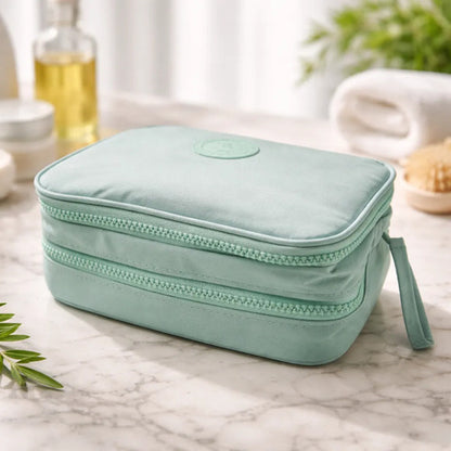 Neceser Maquillaje 2 Niveles Organizador Bolso Estuche 23cm Verde