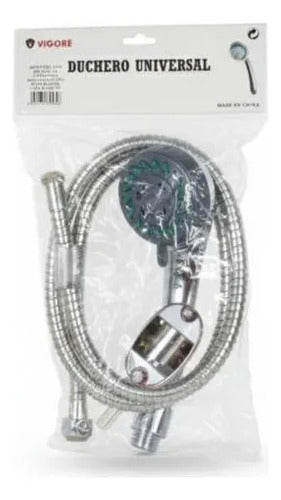 Kit Set Duchero Flexible Manguera Soporte Universal Teléfono Plateado