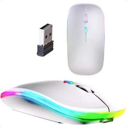Ratón Inalámbrico Bluetooth Recargable De Color Blanco