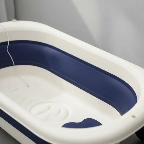 Bañera Infantil Plegable Plástico Termómetro Digital 75x47cm Azul