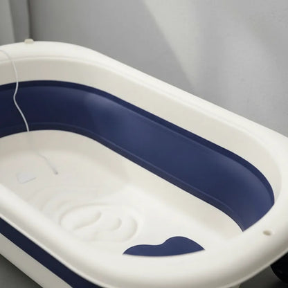 Bañera Infantil Plegable Plástico Termómetro Digital 75x47cm Azul