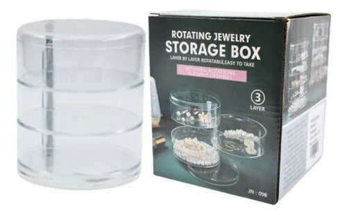 Organizador Joyas Acrílico Rotativo 3 Niveles 360° 14x11cm Transparente