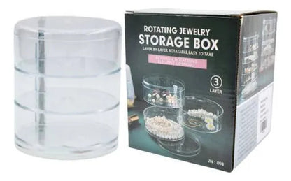 Organizador Joyas Acrílico Rotativo 3 Niveles 360° 14x11cm Transparente