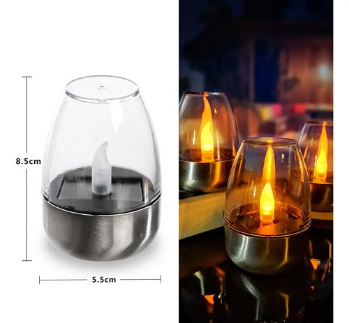 Pack X3 Lampara Solar Led Vela Decorativa Foco Jardin