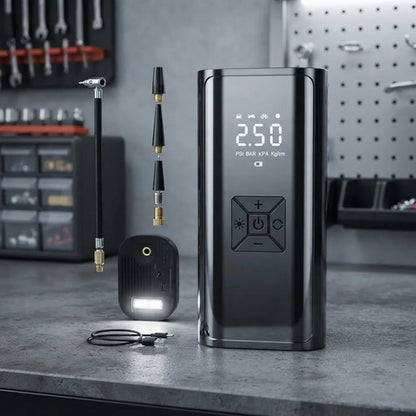 Inflador Compresor Aire Portátil 150 Psi 6000mah Power Bank Negro