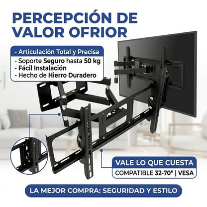 Base Articulada Televisor Soporte Pared Hierro Fuerte 32 70p Negro