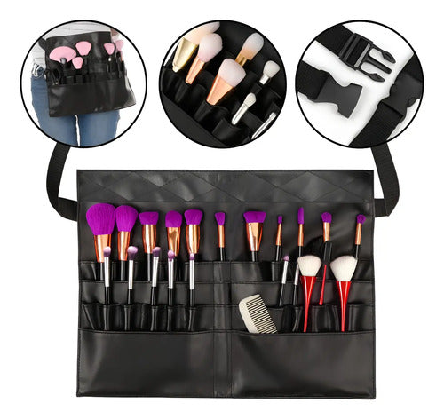 Cinturon Porta Brochas Maquillaje Para Cosmeticos Ajustable Varios