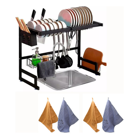 Escurridor Cocina Secaplatos Cubiertero + 4 Paños De Algodon