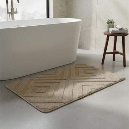 Alfombra Mediana De Baño Absorbente Poliéster 50x80cm Beige