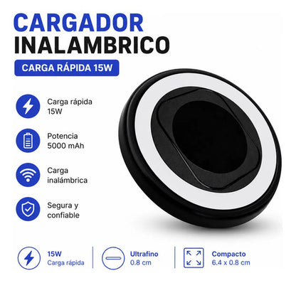 Cargador Base Inalambrico Rapida 5000mah Portatil Celular Negro