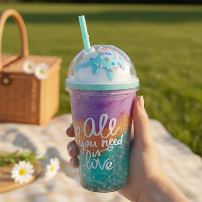Vaso Acrílico Sorbito Helado Doble Pared 450ml Celeste Celeste