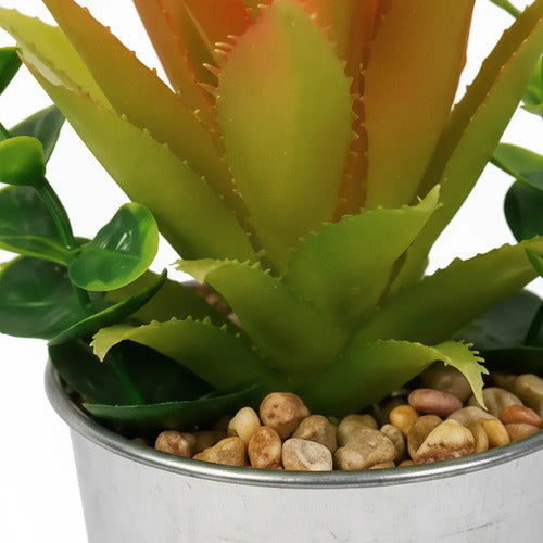 Maceta Plateada Con Planta Artificial 15x6cm Decorativa Aleatorio