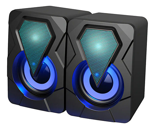 Parlante Para Pc Con Luz Rgb Gamer Portatil Negro