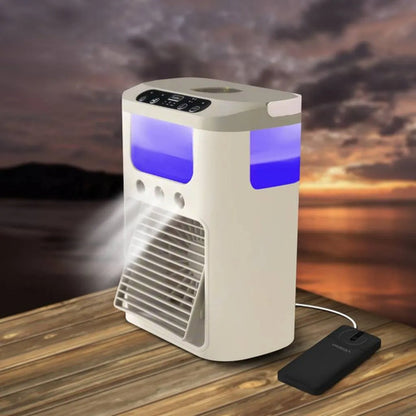 Ventilador Portatil Humidificador Agua Hielo Usb 560 Mls Rgb Beige