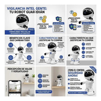 Camara Inteligente Robot Wifi Interior App Android Ios V360p Blanco