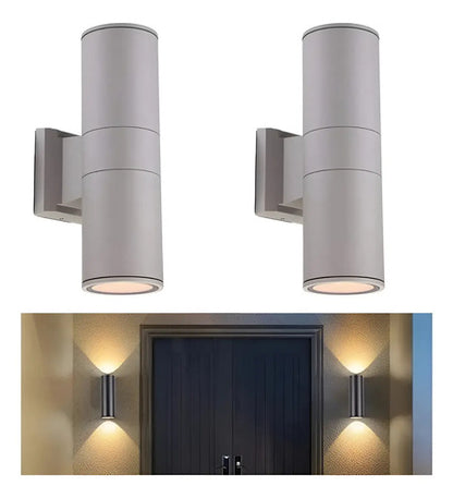 Set X2 Aplique Pared Exterior Luminaria Foco Bidireccional