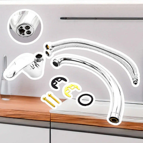 Monocomando Cocina Canilla Mesada Grifo Metal + Colillas