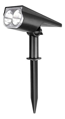 Set X2 Foco Solar Exterior Lampara Farol Led Estaca Jardin Negro
