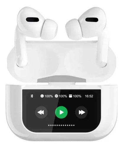 Auriculares Bluetooth Display Táctil Cancelación De Ruido Blanco