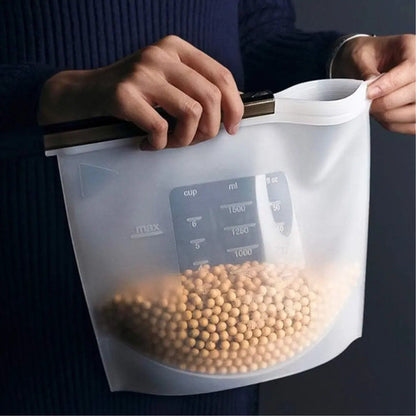 X2 Bolsa Reutilizable De Silicona Hermeticas 1500ml
