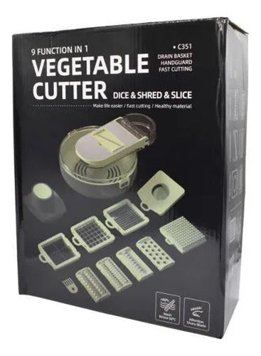 Cortador Picador Vegetales 9 En 1 Cocina Mandolina Vegetales Verde