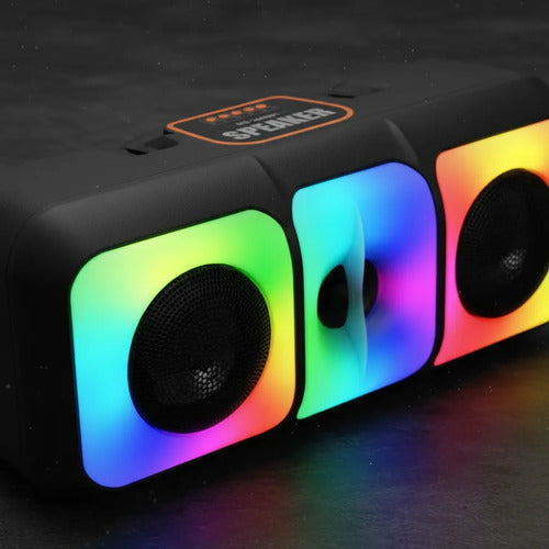 Parlante Bluetooth Portátil 2x4 Rgb Tws Usb Tf Fm Aux Negro