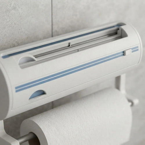Dispensador Porta Film Papel Aluminio Rollo Cocina Cortador Blanco