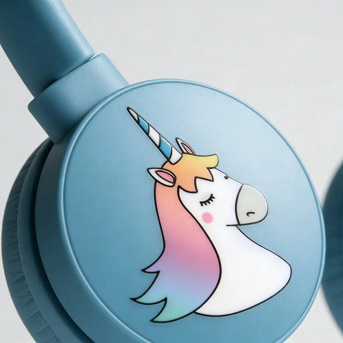Auriculares Infantil Unicornio Niños Cable Vincha Ajustable Azul