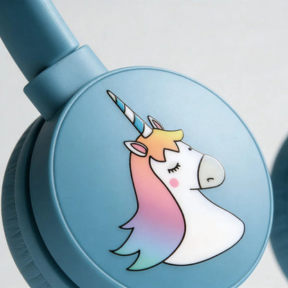 Auriculares Infantil Unicornio Niños Cable Vincha Ajustable Azul