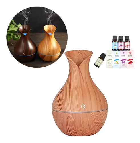 Humidificador Perfumador Ambiente Aromatizador + 4 Aceites Marron/ Marron Claro