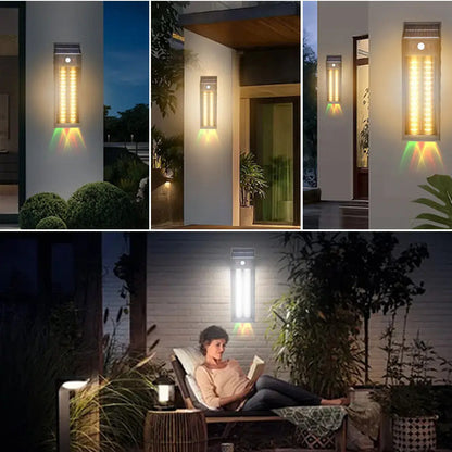 Foco Solar Led Exterior Sensor De Movimiento Lampara Negro Blanco Cálido