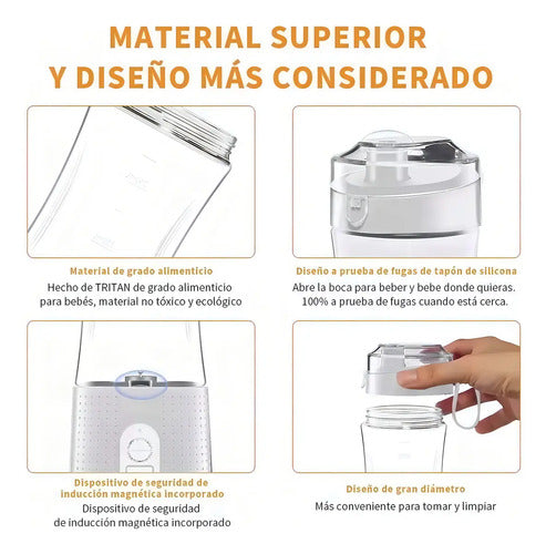 Licuadora Portátil Genérica Liquidificador Portatil 300 Ml Rosa Con Jarra De Vidrio - Incluye 6 Accesorios