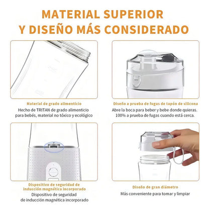Licuadora Portátil Genérica Liquidificador Portatil 300 Ml Rosa Con Jarra De Vidrio - Incluye 6 Accesorios