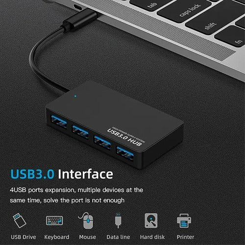 Adaptador Hub Tipo C 4 Puertos 3.1 Alta Velocidad