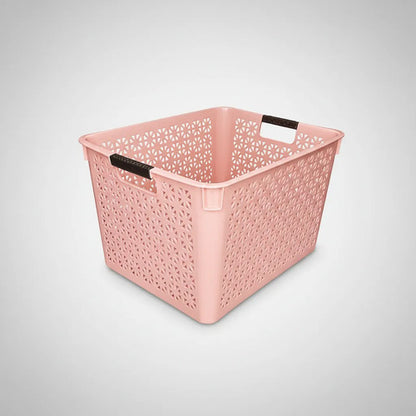 Canasto Plástico Multiuso Organizador Con Asas 35x27x21cm Rosa
