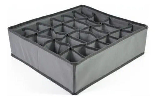 Caja Organizadora Tela 24 Divisiones Ropa Interior 34x30cm Gris