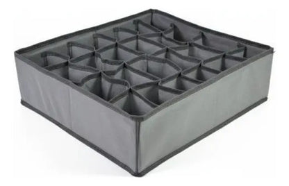 Caja Organizadora Tela 24 Divisiones Ropa Interior 34x30cm Gris