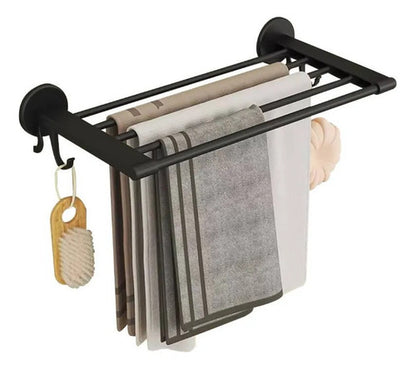 Organizador Toallero Estante Baño Cocina Pared Metalico 49cm Negro