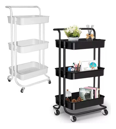 Carro Organizador Almacenamiento Metálico C/ruedas 3 Niveles Color Negro