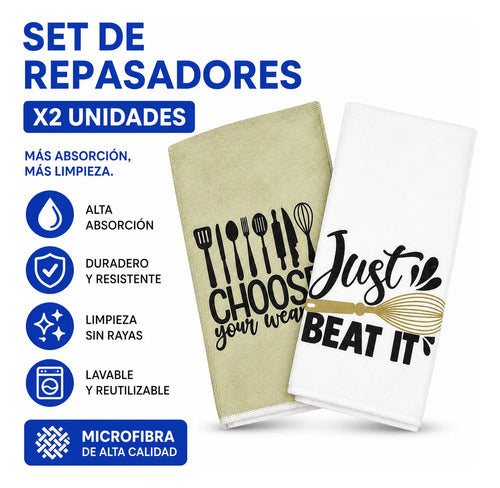 Set De Repasadores Microfibra Pack X2 37x56 Cm Kit Cocina Aleatorio