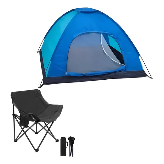 Carpa Camping Para 3 A 4 Personas + Silla Plegable Con Funda