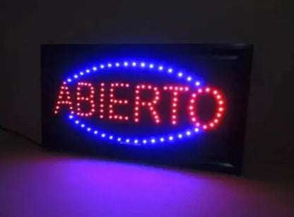 Cartel Led Luminoso Abierto 220v Azul Y Rojo 48x25 Veoquiero Azul Y Rojo Veoquiero