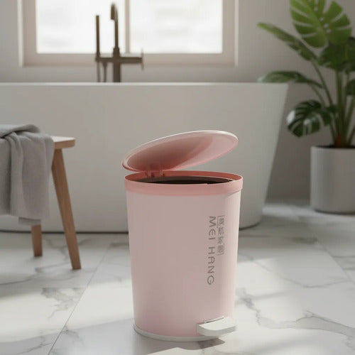 Papelera Cesto Basura Tapa Baño Plastica Pedal Balde Cocina Rosa