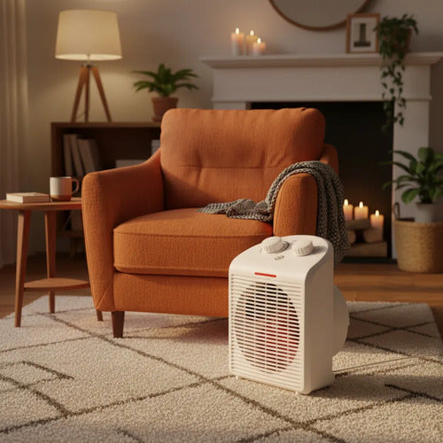 Calefactor Portátil Caloventilador Eléctrico Termostato Beige